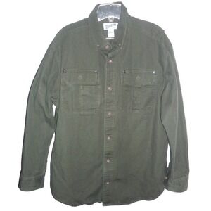 Duluth Trading Co Firehose Shirt Jacket Mens Relaxed Fit Green Heavy Duty Large